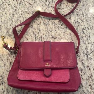 Dark pink fuchsia/dark pink fossil purse